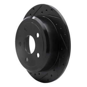 Jeep Wrangler Brake Rotor (1) - Rear Left - R1 Concepts - Drilled & Slotted - Black - `07-`18